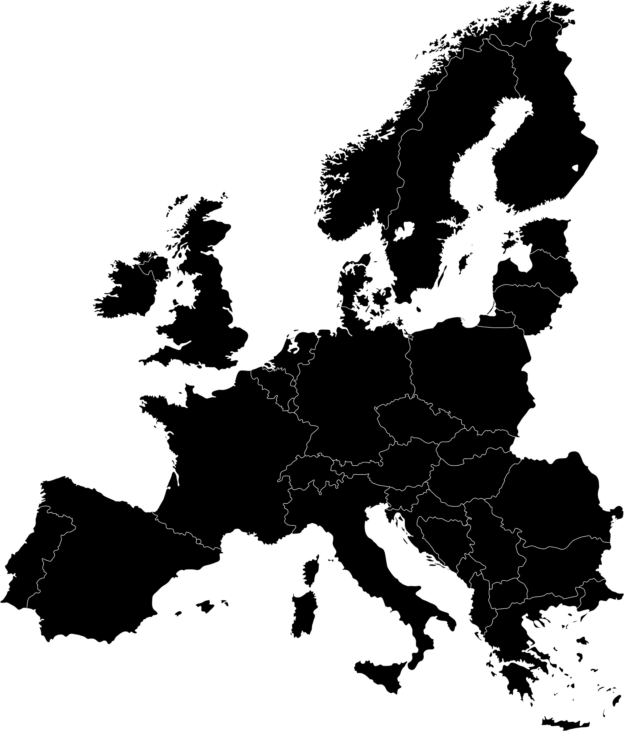 Europakarte zur Darstellung der von MOTO e GUSTO angebotenen Motorradtouren